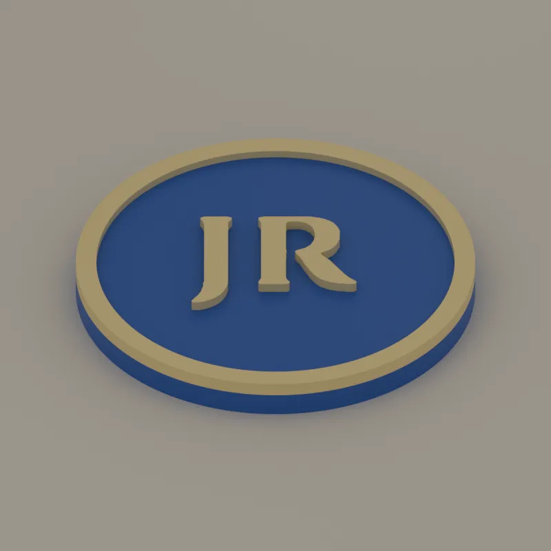 Initials coin, 3D render of the print