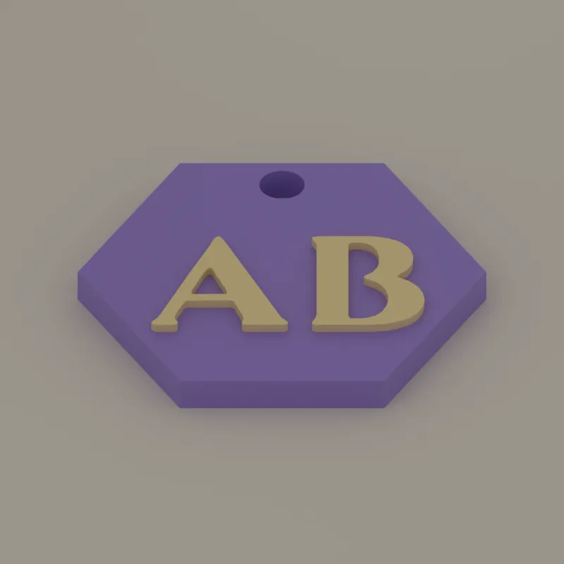 Initials keychain, 3D render of the print