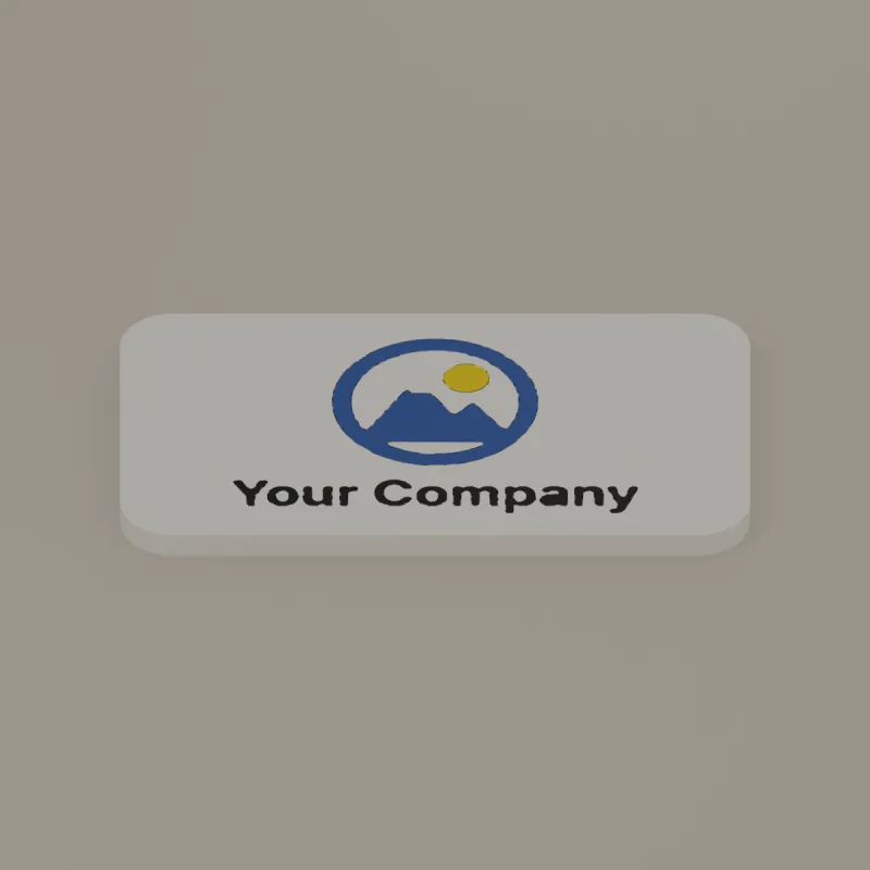 Logo badge with name, 3D render of the print