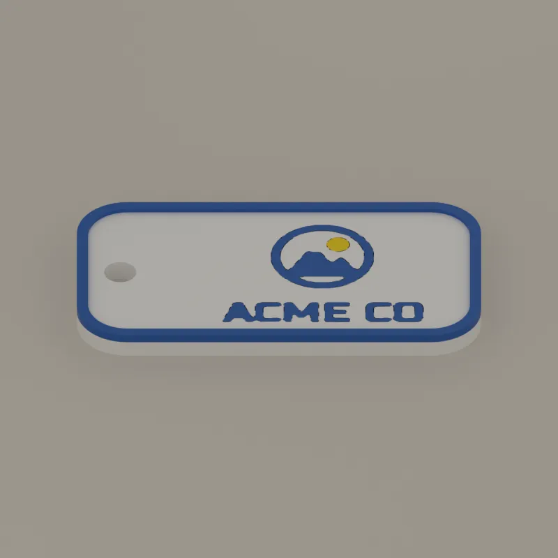 Logo tag keychain, 3D render of the print