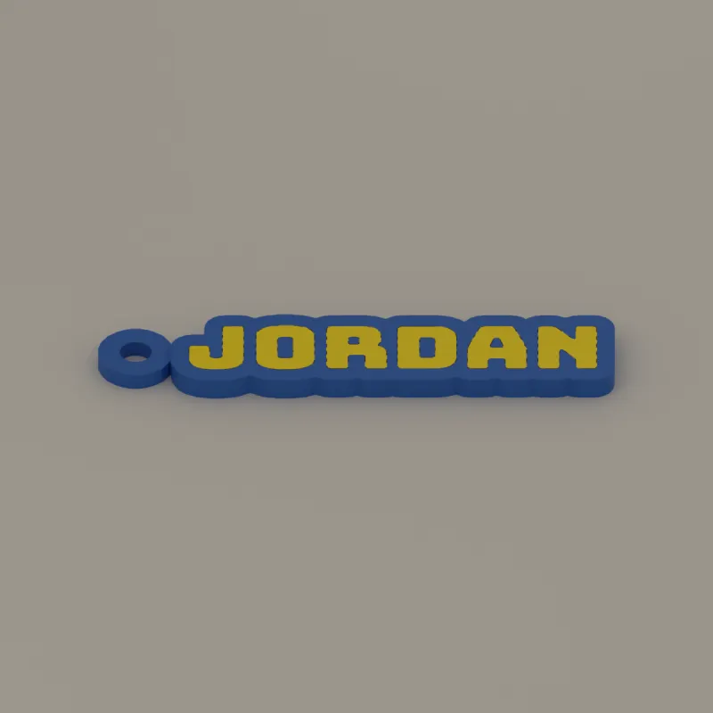 Two-colour name keychain, 3D render of the print
