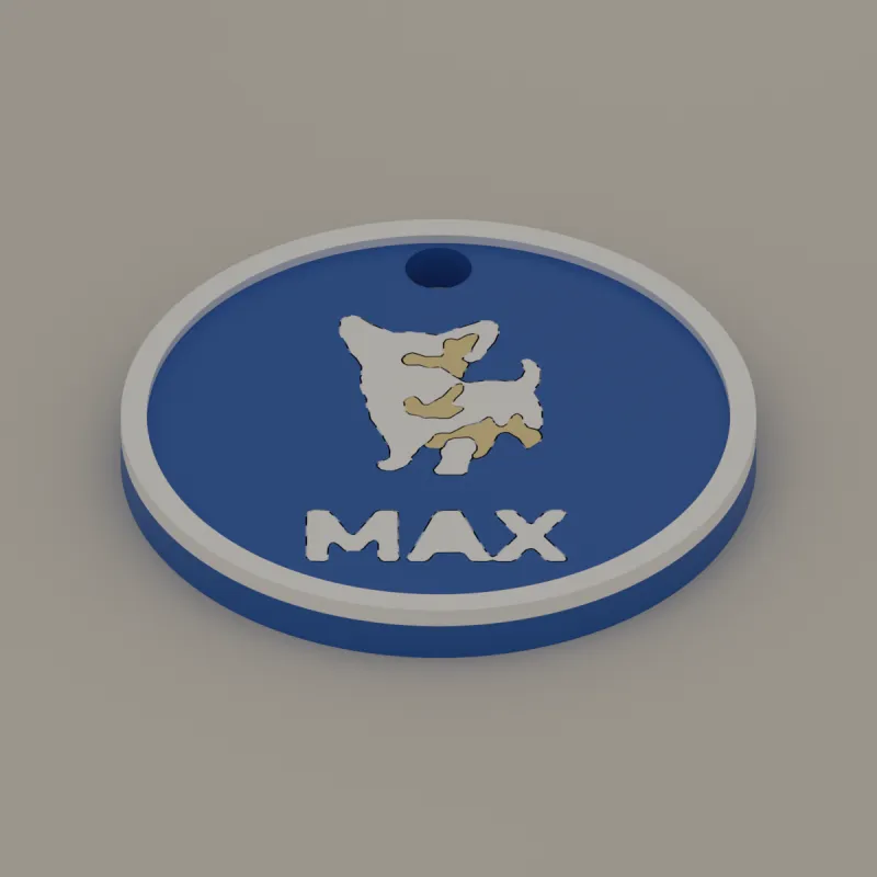 Pet tag with photo, 3D render of the print