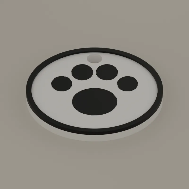 Round logo or photo keychain, 3D render of the print